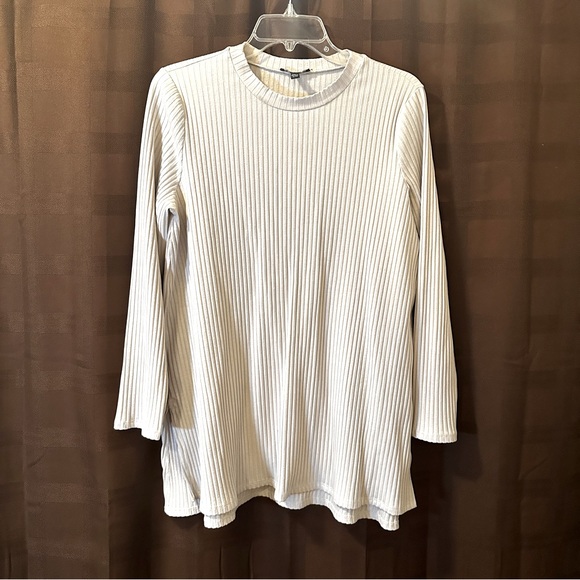 EILEEN FISHER Ivory Ribbed Tunic Top XL - Picture 1 of 5